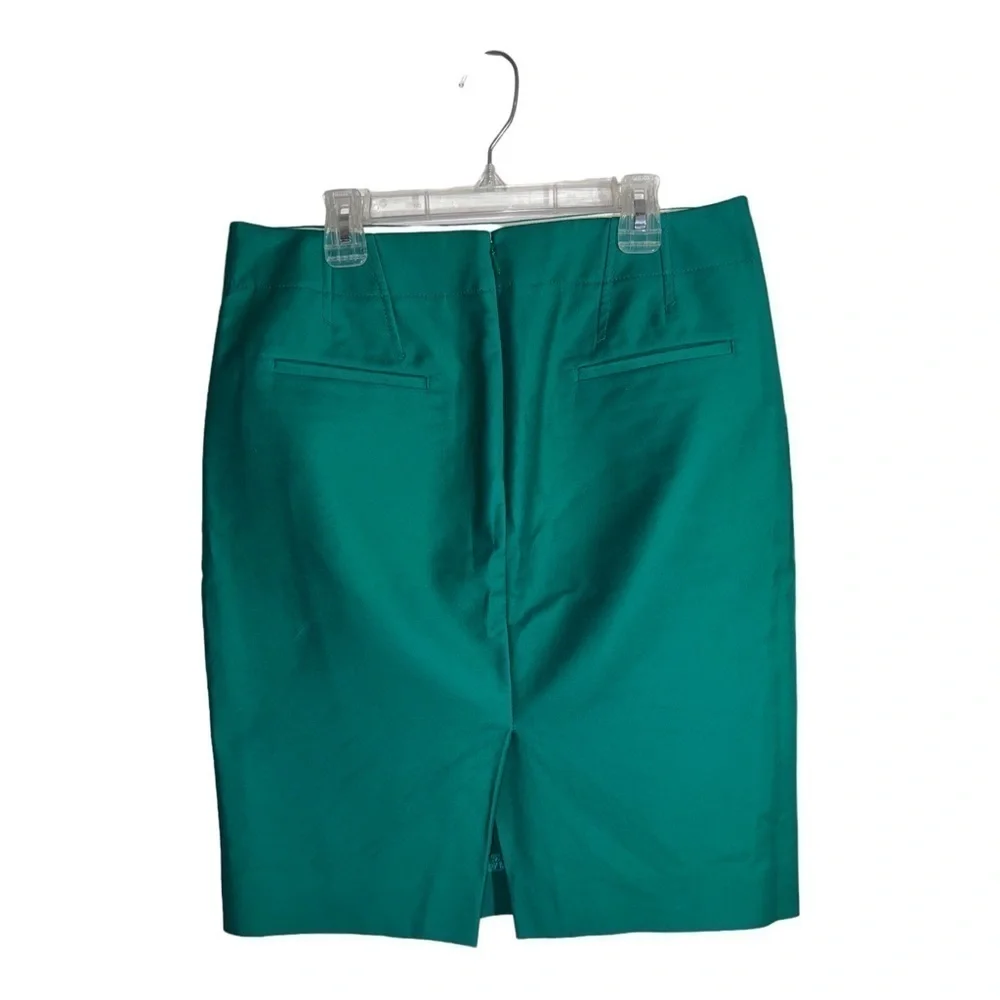 J.CREW Cotton Stretch Green No. 2 Pencil Skirt Career Sz 6